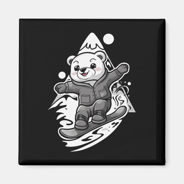 Íman Snowboard Polar Bear Mountain Snowboa (Frente)