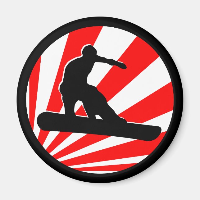 Íman snowboard, raios vermelhos. (Frente)