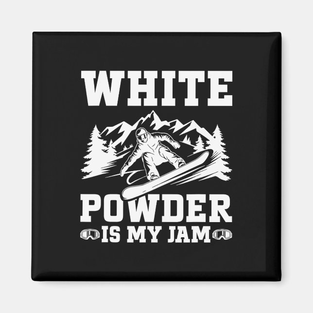 Íman Snowboard White Powder Snow Winter Snowboard (Frente)