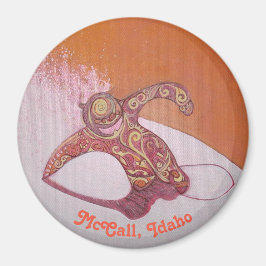 Íman Snowboarder rasgando um pouco de pów