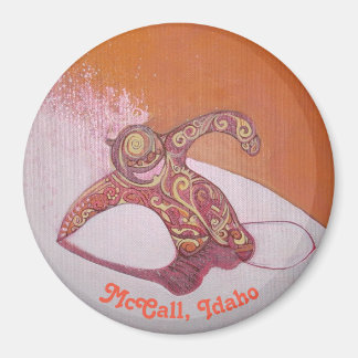 Íman Snowboarder rasgando um pouco de pów