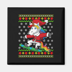 Íman Snowboarder Unicorn Papais noeis Snowboard Natal S