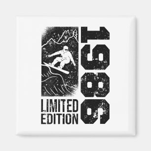 Íman Snowboarder Vintage 1986 Birthday Snowboard Sno