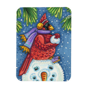 ÍMAN SNOWMAN BODYGUARD, CHRISTMAS CARDINHEIRO REDBIRD
