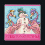 Íman Snowman CHRISTMAS MAGNET, de Flamingo rosa<br><div class="desc">Flamingos Rosa Fazem Neves Rosa. PINK PINK CHRISTMAS PINK FLAMINGO MAGNET MAGNET Square Susan Brack</div>