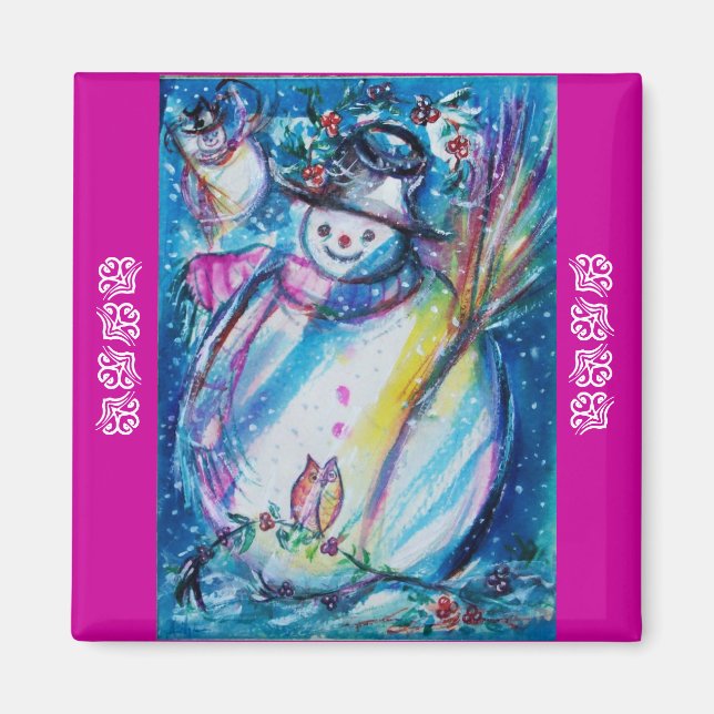 Íman SNOWMAN COM OWL NO WINTER Puprle Blue (Frente)