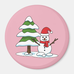Íman Snowman com Snowy Pine Tree
