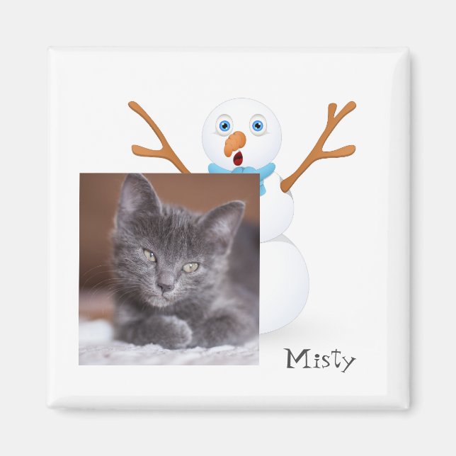 Íman Snowman e Gatinho personalizável (Frente)