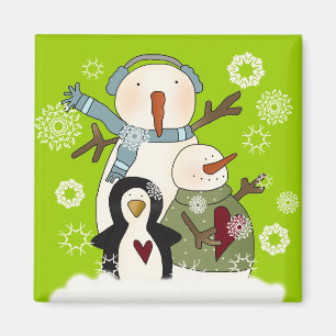 Íman Snowman e Pinguim, amigos da neve
