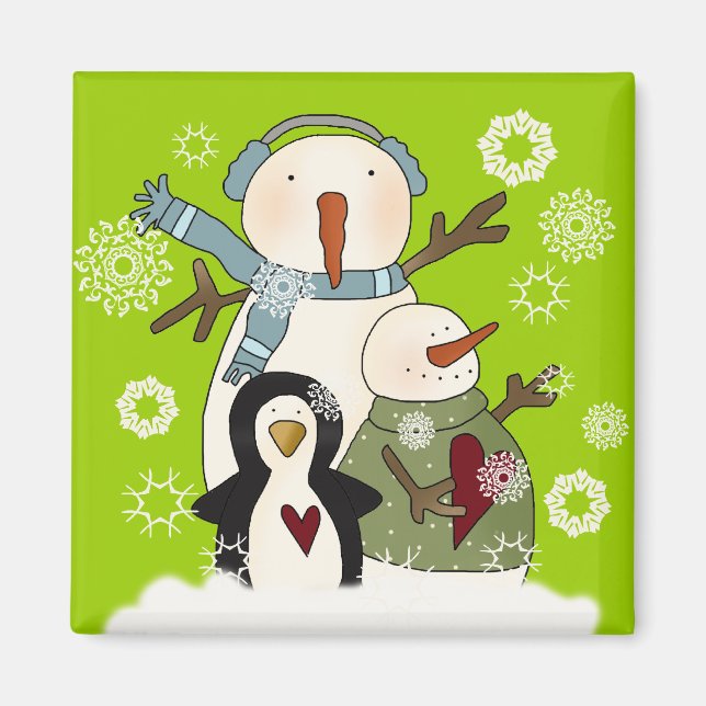Íman Snowman e Pinguim, amigos da neve (Frente)