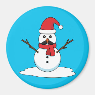 Íman Snowman engraçado com bigode e papagaio
