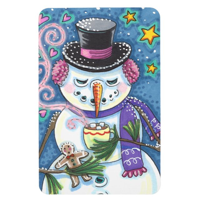 ÍMAN  SNOWMAN, GINGERBREAD MAN E MUG DE CHOCOLATE QUENTE (Vertical)