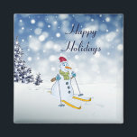 Íman Snowman Holiday Christmas Magnet<br><div class="desc">Belo Neve Feriado de Natal</div>