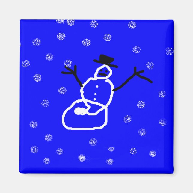 Íman Snowman Holiday Christmas Magnet - Arte por Crianç (Frente)
