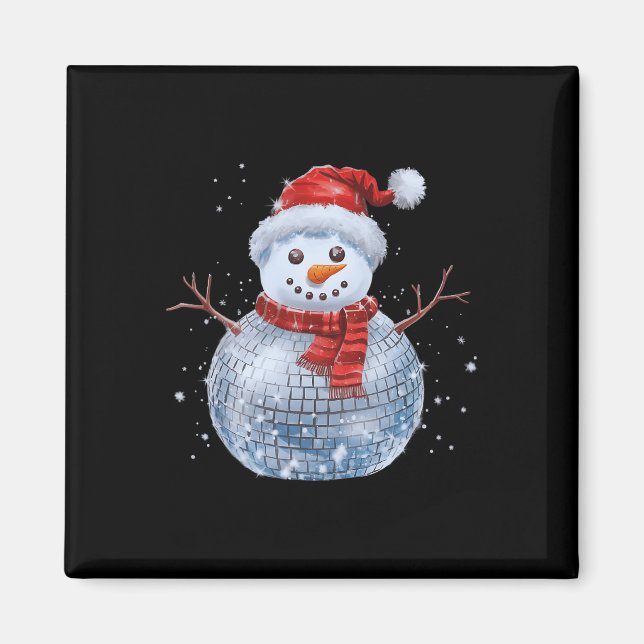 Íman Snowman Natal Retro Santa Hat Disco Ball Match (Frente)