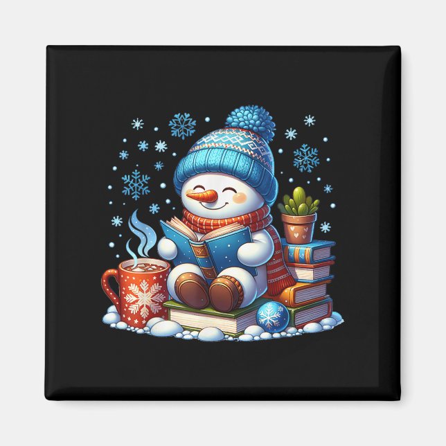 Íman Snowman Reading Book Amadurece O Videário de Natal (Frente)