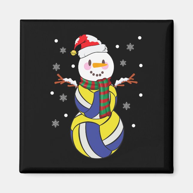 Íman Snowmanes de Natal Chuva de Voleibol (Frente)