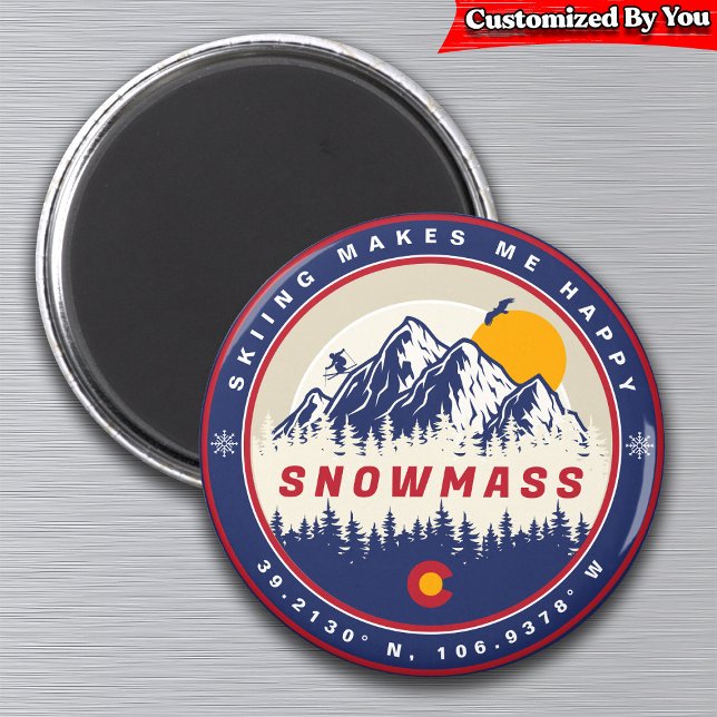 Íman Snowmass Colorado Flag Mountain Souvenir (Criador carregado)