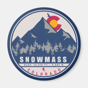 Íman Snowmass Colorado Retro Sunset Ski Souvenirs