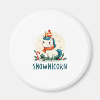 Íman Snownicorn Cute Unicorn Snowman Christmas Girl T-S