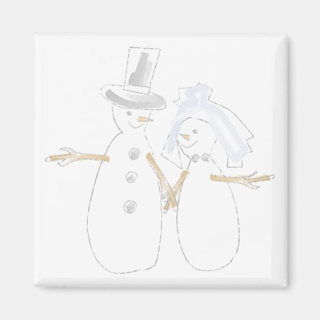 Íman Snowpeople Bride e Groom (Frente)