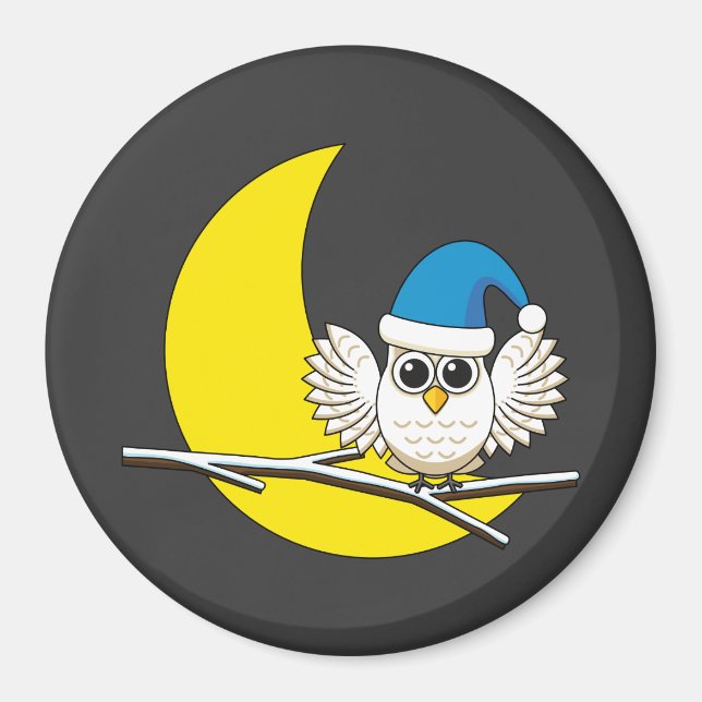 Íman Snowy Owl em Nova Lua Noite de inverno (Frente)