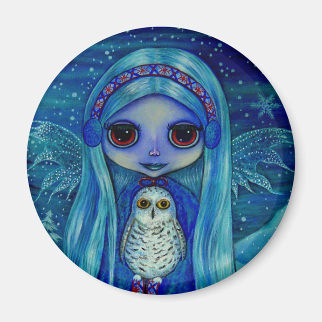 Íman Snowy Owl Fairy Magnet (Frente)
