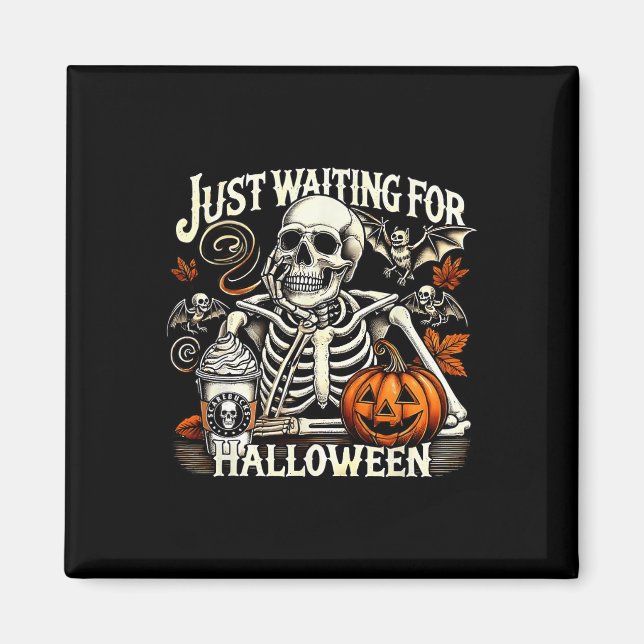 Íman Só Esperando Pelo Esqueleto Engraçado Do Halloween (Frente)