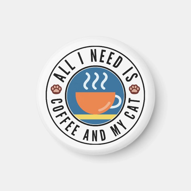 Íman Só Preciso De Café E Meu Gato (Frente)