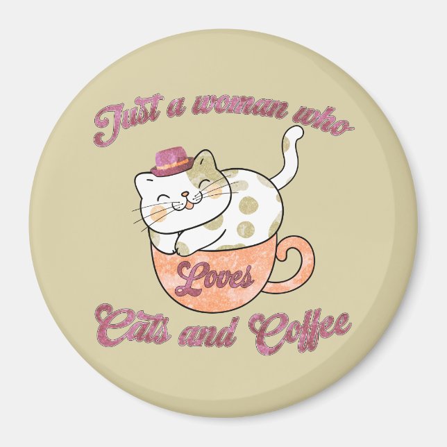 Íman Só uma mulher que ama gatos e café (Frente)