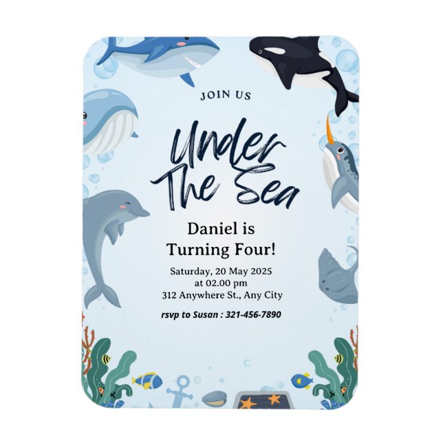 Íman Sob O Mar De Golfinhos, Baleias-De-Aniversário (Vertical)