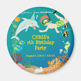 Íman Sob o mar golfinhos e festas de aniversário de gar