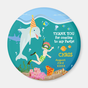 Íman Sob o mar golfinhos e festas de aniversário de gar
