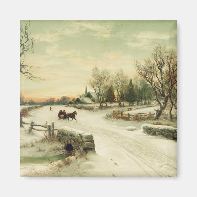 Íman Sobre o rio e através da Imã de geladeira das flor (Frente)