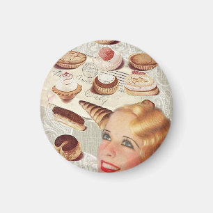 Íman sobremesas francesas da pastelaria do cupcake da