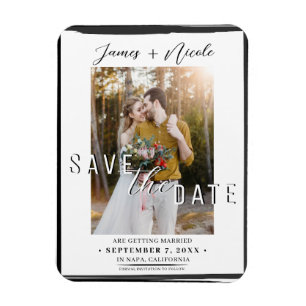 Íman Sobreposição de Borda Preta Foto Save the Date Cas