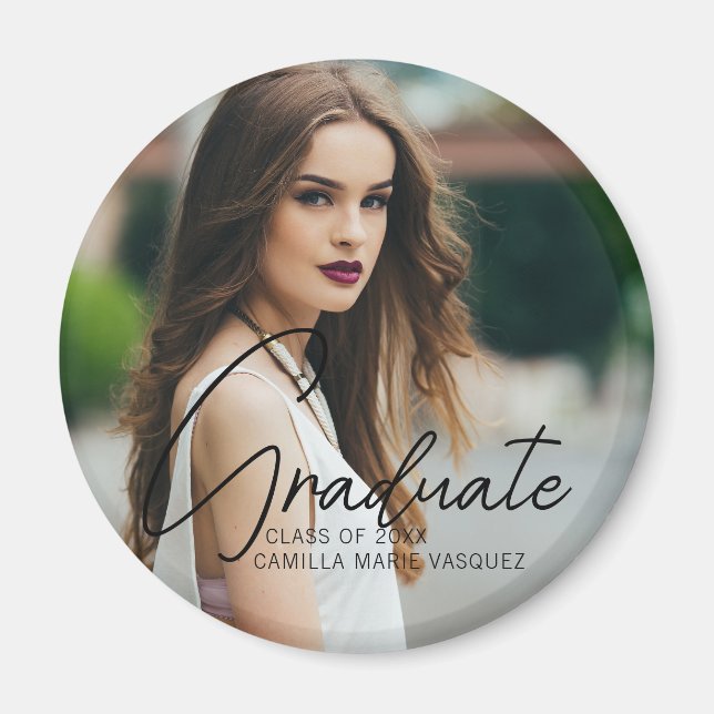 Íman Sobreposição de Script Manuscrito de Foto para Gra (Frente)