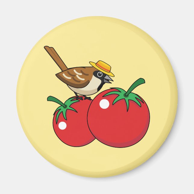 Íman Sobreposição Orgânica Comendo Tomate Vermelho (Frente)