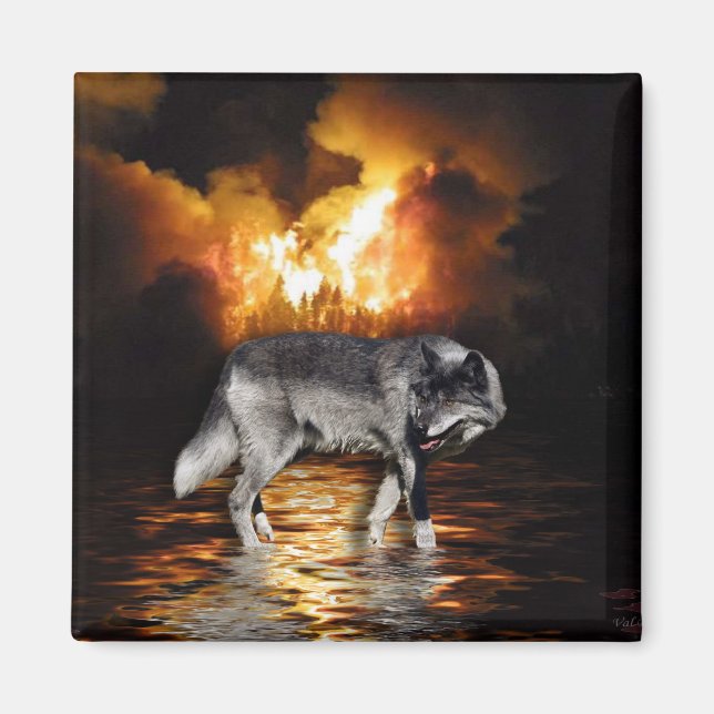 Íman "Sobrevivente" Cinza Wolf Magnet (Frente)