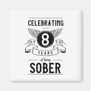 Íman Sobriety Gift Recovery Anniversário de 8 anos Sobe