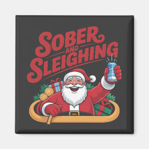 Íman Sóbrio e Puxando o Trineo Sóbrio Natal Sobriedade
