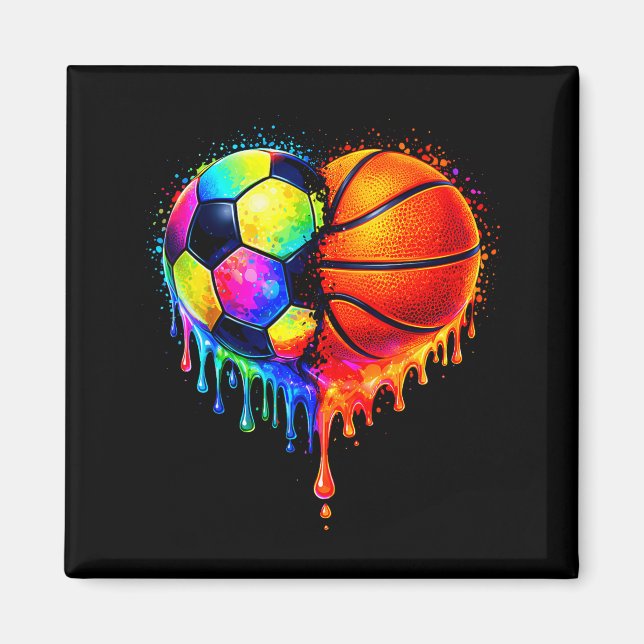 Íman Soccer Basketball Drip Heart Srts Valentines Day M (Frente)