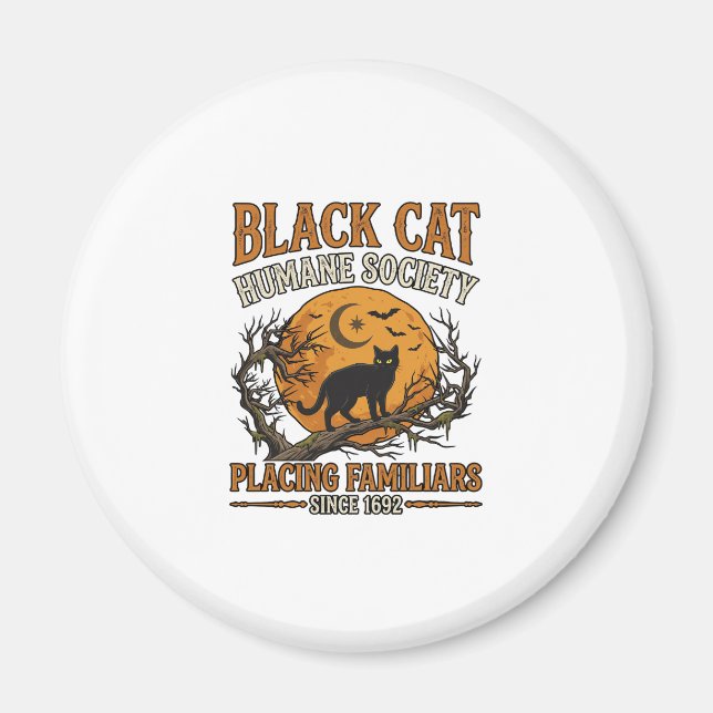 Íman Sociedade Humana Black Cat Halloween Lua Cheia Mor (Frente)