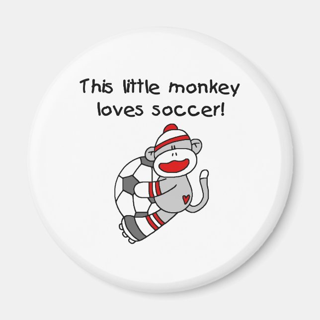 Íman Sock Monkey ama Futebol (Frente)