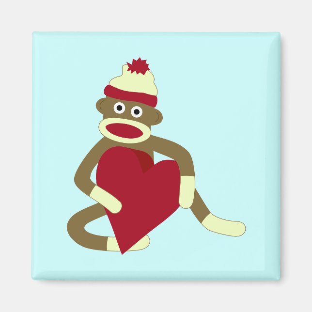 Íman Sock Monkey Love Heart (Frente)