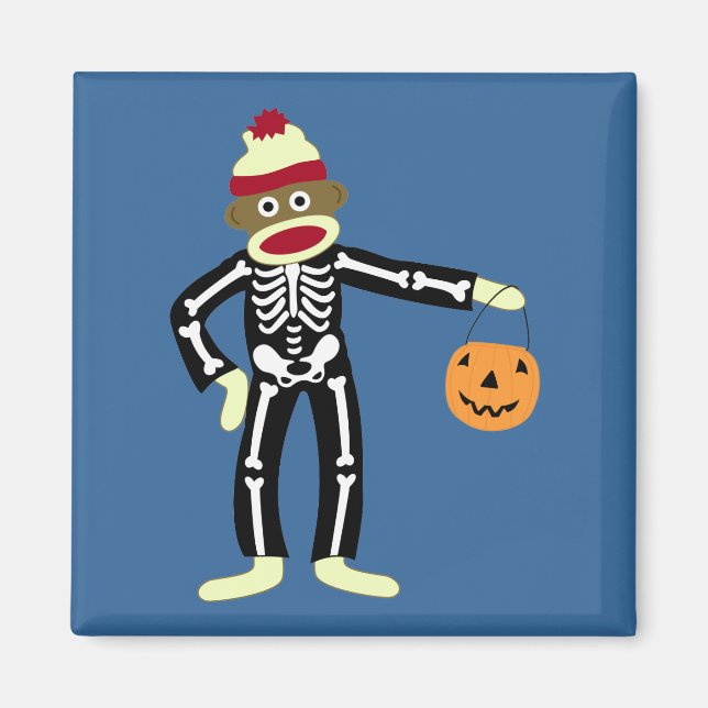 Íman Sock Monkey Skeleton Halloween (Frente)