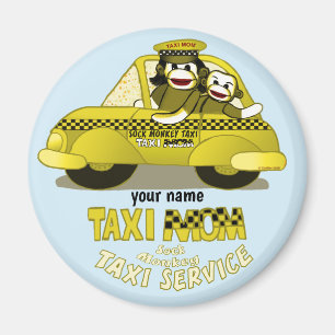 Íman Sock Monkey Taxi Mãe