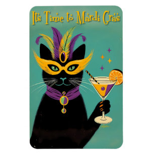 Íman Sofisticados Retro É Hora do Martini de Mardi Gras