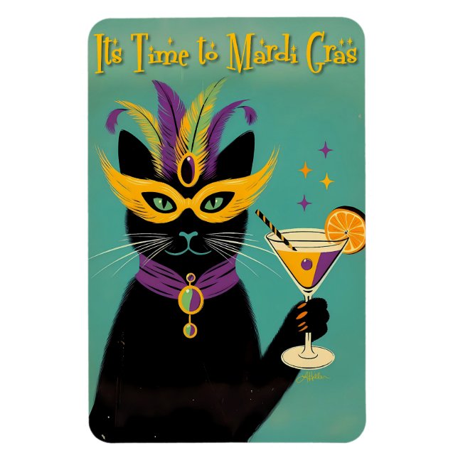 Íman Sofisticados Retro É Hora do Martini de Mardi Gras (Vertical)