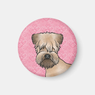 Íman Soft-Coated Wheaten Terrier de frente com Corações